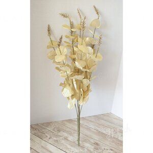 Shimmering Eucalyptus Bush New Faux Metallic Floral Gold Glitter Holiday Decor